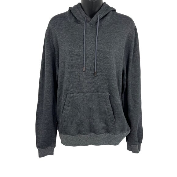 Barneys New York Gray Hooded Sweatshirt Medium M Men Cozy Kangaroo Pocket EUC - Picture 1 of 7